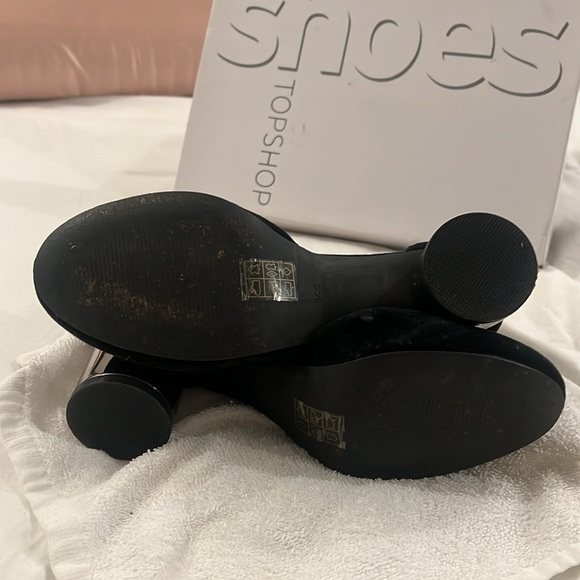 Topshop posh mod Maryjane’s black suede with gunmetal silver round heel, comfy - Picture 5 of 6